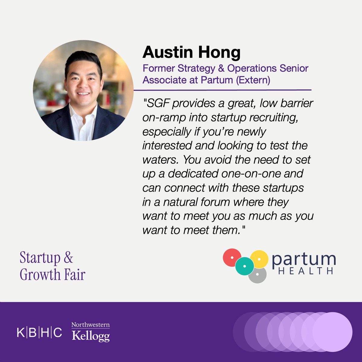 KelloggBHC's tweet photo. KBHC Student Spotlight: Austin Hong (2Y 2023) and Abby Fagan (2Y 2023) reflect on their experience attending the 2023 Startup and Growth Fair (SGF). Join us on Friday, Jan. 26 from 12-3PM at the Global Hub for this year’s fair. Tickets free for students and KBHC ticket holders! https://t.co/VB4NrewuSA