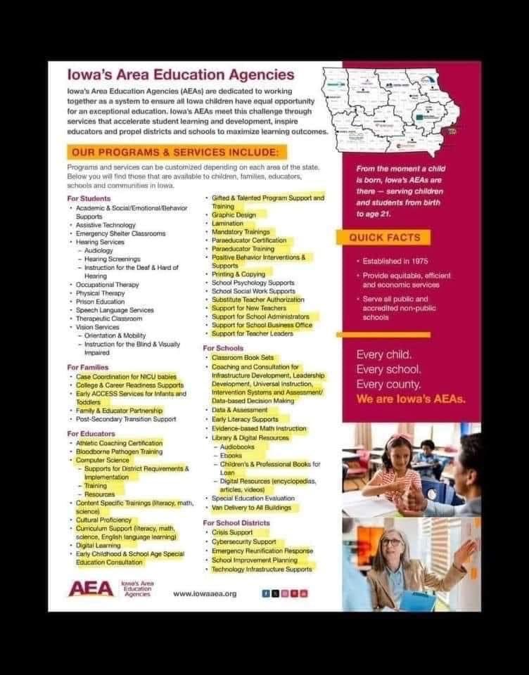 This is the services that will not be available to the districts if the governor’s bill is passed.  Let your legislators know this is not ok!