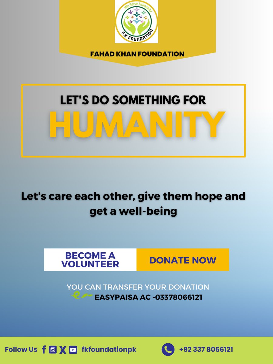 FkFoundationpk's tweet photo. Donate uU Now For Helping Humanity 
F.K Foundation Served For Humanity.
#fahadkhanfoundation
#fkfoundationdasterkhwan
#fkfoundation #donatenow https://t.co/6A9GvfOwQ9