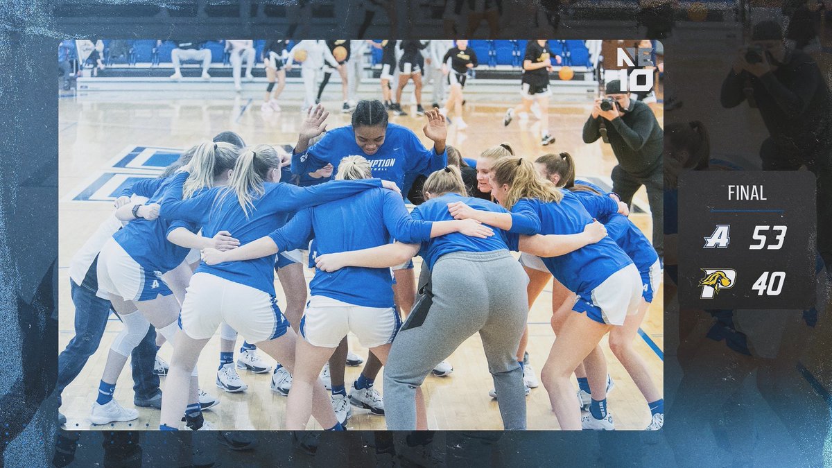 GoAssumptionU's tweet photo. Women’s Basketball move to 6-0 at Laska Gymnasium, following a 53-40 win over Pace University
#LetGoHounds #HoundNation #NE10EMBRACE #d2hoops #d2wbb https://t.co/pc5WRbZWZp