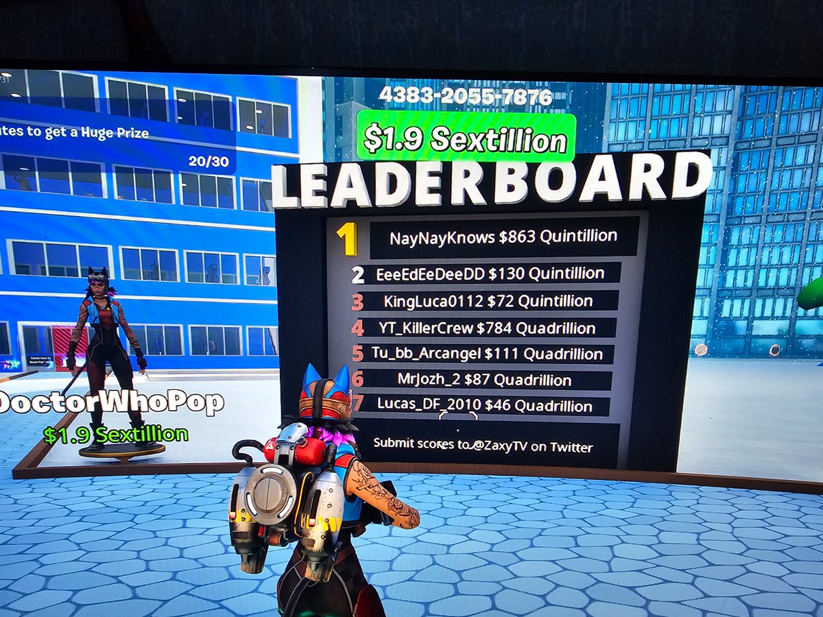 DoctorWhoPop_'s tweet photo. @ZaxyTV  $1.9sextillion. Fortnite user is: DoctorWhoPop https://t.co/dumc4qVZHL
