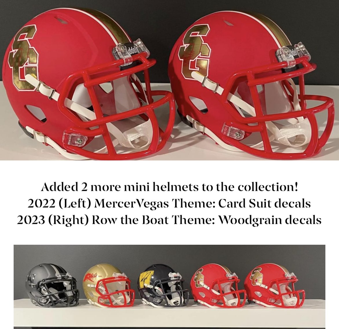 Shout-out to <a href="/97_sports/">97 Sports- Helmets/Decals 🏈</a> for the new mini helmets‼️🔥

I am finally caught up with all the helmets from my coaching journey.
