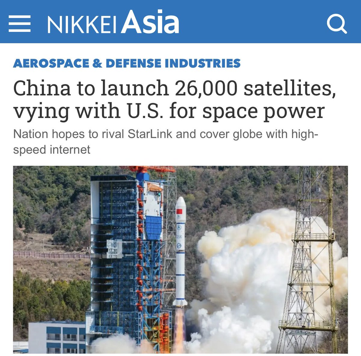 China will start building this year its own version of StarLink, a satellite internet constellation using low Earth orbit, with plans of launching some 26,000 satellites to cover the entire world led by state-run companies. A commercial spacecraft launch site is being constructed…