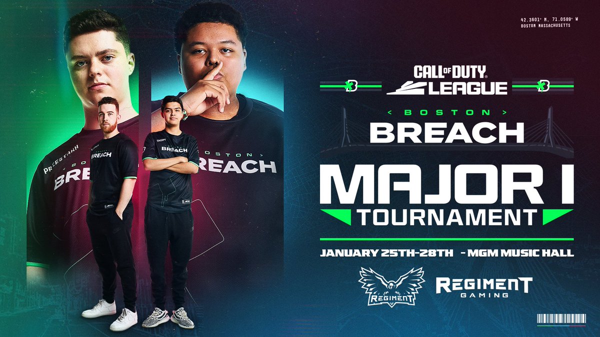RegimentGG's tweet image. We are excited to announce that REGIMENT will have a booth at @BostonBreach’s CDL Major 1 Tournament! 🫡

We will also be hosting a tournament for Military Veterans with @Brparadox at their booth!

🗓 January 25-28
🌃 MGM Music Hall at Fenway