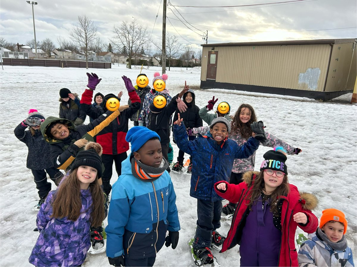 MrsCarrier23's tweet photo. Grade 2’s enjoyed snowshoeing today, some for the first time. They used their growth mindset when a lot of students didn’t think they could do it…yet! #beSKT @StKateriOCSB @ocsbEco #ocsbBeWell https://t.co/mAo4PgSbc9