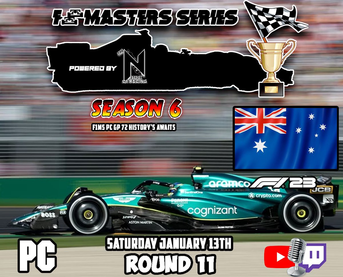 _netflixofine's tweet photo. Les F1 Masters Series PC en Australie 🇦🇺 La suite de la Saison 6 en direct sur Twitch 🎥 https://t.co/82K7fcQvuu / The F1 Masters Series PC in Australia 🇦🇺 The following of Season 6 in live on Twitch 🎥 https://t.co/82K7fcQvuu #esports #simracing #f1champ #F1 #F123 #racing https://t.co/KyxDYkWA57