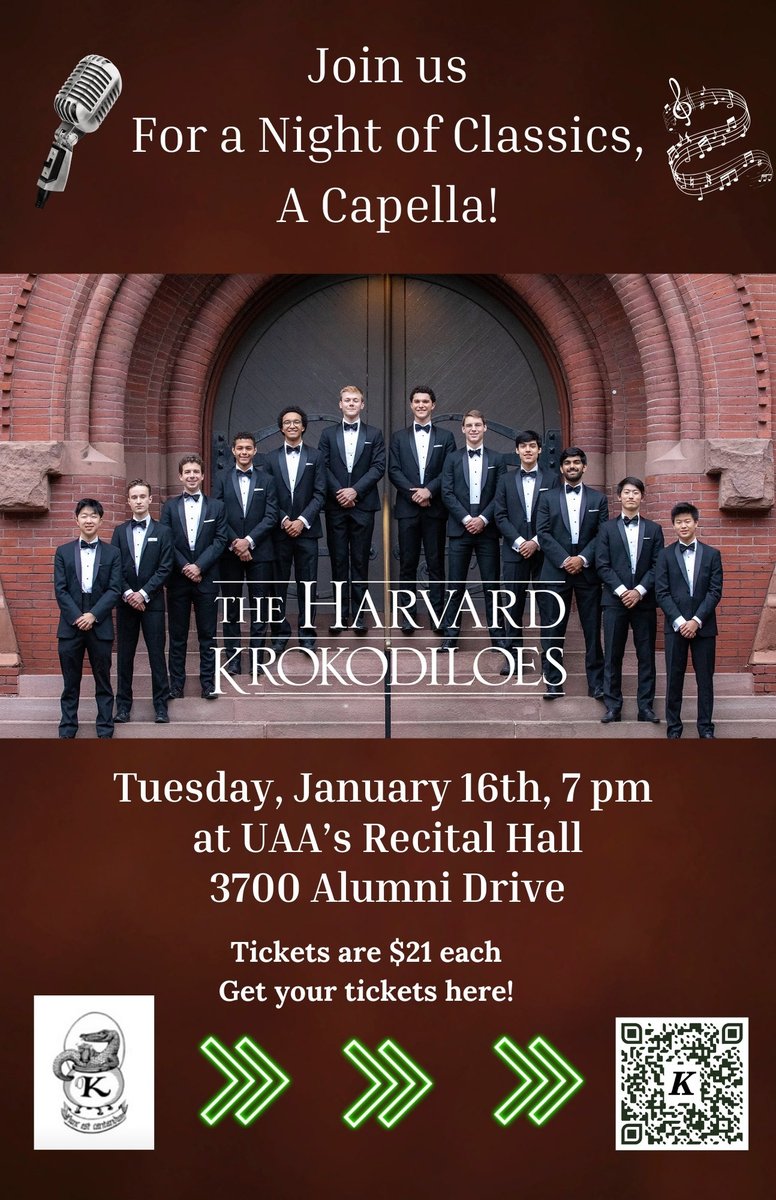 MeadTreadwell's tweet photo. Here’s a link to get tickets to next Tuesday’s performance ofthe famed Harvard singing group on its first tour of Alaska.   Come, you’ll have a great time!

https://t.co/5gVNZ6JKsU https://t.co/tOedmJO85G