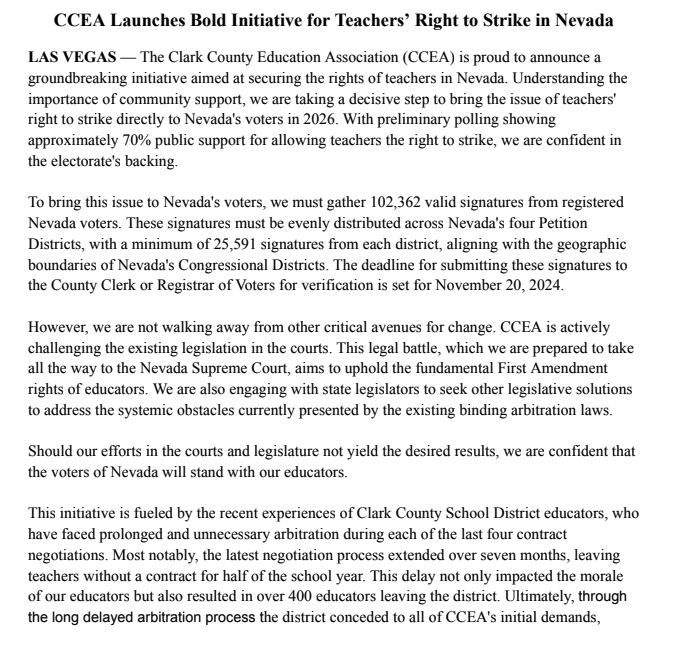 rociohzz's tweet photo. INBOX: @cceanv is launching an initiative that would change a state law that prevent teachers from going on strike. https://t.co/bx4a8nnKpJ