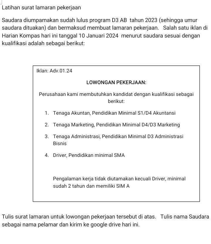 flabtslby's tweet photo. ada yg open joki bikin surat lamaran pekerjaan tapi nanti aku kasih tau contohnya ga yg detail bgtt kek org mau lamaran kerja sih. drop harga

#jokitugas #jokitugaskuliah #zonauang #zonajajan #jokitugasmurah https://t.co/Tov67cW9q2