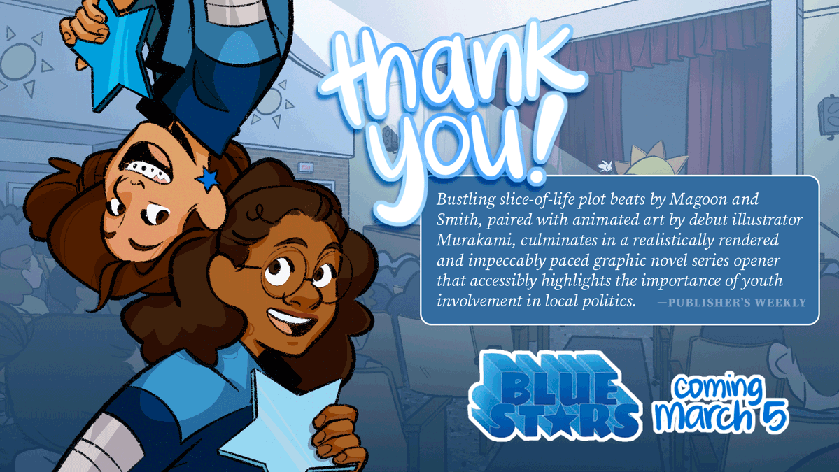 ⭐️⭐️ make it two stars for the blue stars! thank you <a href="/PublishersWkly/">Publishers Weekly</a> for the lovely review, and cheers to my amazing authors <a href="/KeklaMagoon/">Kekla Magoon</a> and @CynLeitichSmith! 🩵💙 #bluestarsseries