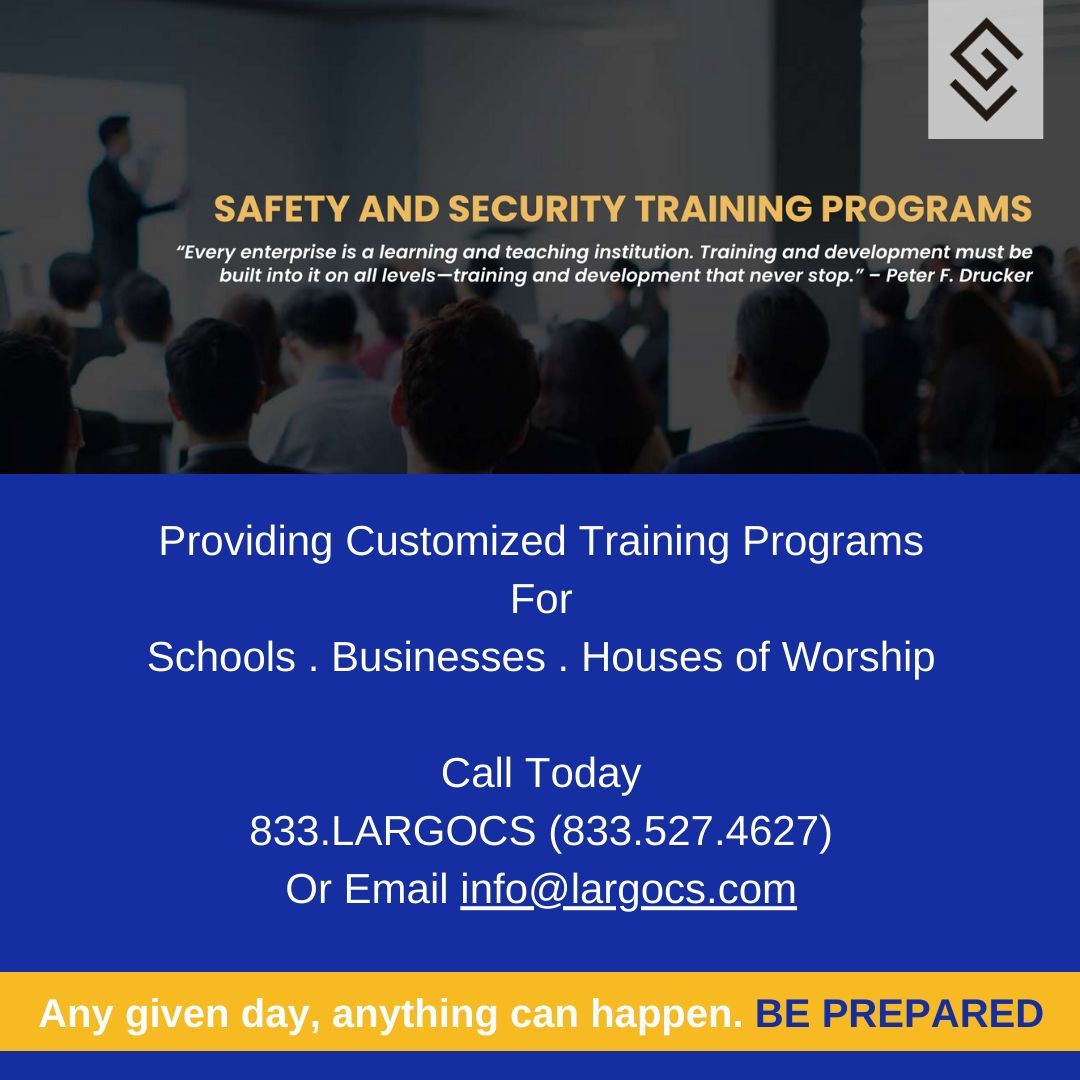LARGO Consulting Services provides safety and security training programs that are customized to our client’s specific requirements. To learn more, visit buff.ly/44i7GSL, call 833.LARGOCS (833.527.4627) or email info@largocs.com 

#security #consulting