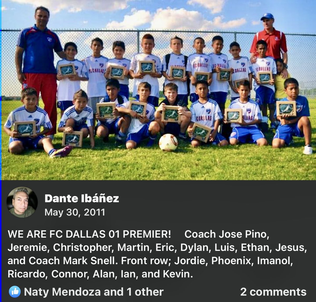 Dantesoccer1's tweet photo. FC Dallas 01 Premier at U10. Coach Mark Snell with future professionals Jesus Ferriera, Kevin Bonilla and Imanol Almaguer. Best FCD Youth coach, ever. #DTID #FCDallasYouth #FCDallas #fcdallas01premier #BeLegendary https://t.co/Dl8ceI0eTt
