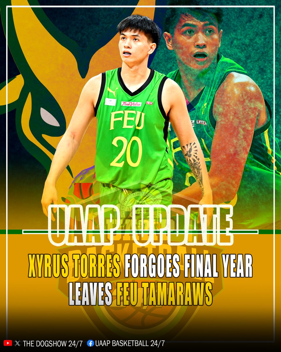 ICYMI:
Xyrus Torres won't be back next season for the FEU Tamaraws.
He'll be forgoing his last UAAP playing year.
.
#UAAPSeason87 #UAAP87
#UAAPBasketball