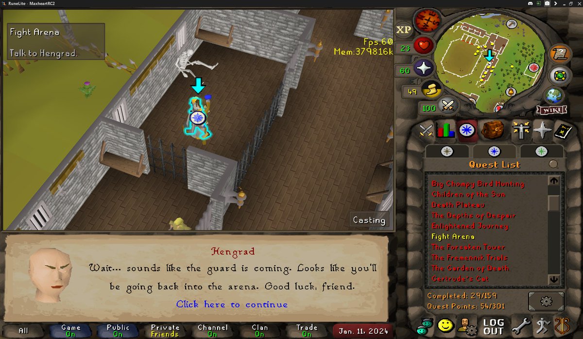 maxwildmanmain's tweet photo. i found a bug in the fight arena quest where your character gets stuck inside hengrad @JagexAsh idk how it happend thought id let u know https://t.co/26VR3inL65