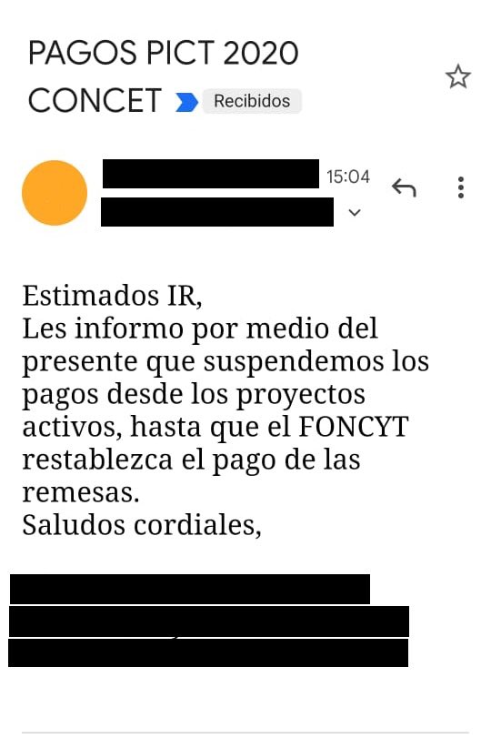 Nuestro día a día, cada vez más oscuro y triste.
Estas fueron las novedades de hoy en mi grupo de trabajo. 
#noalrecorteenciencia