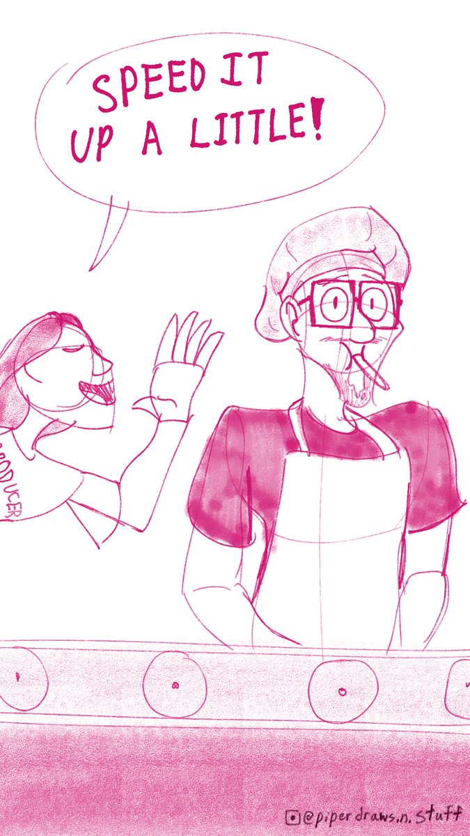 Watching "Keith Eats Every Ben &amp; Jerry's Live" and since he's being delivered stuff on a conveyer belt, I HAD to draw this crossover.

<a href="/tryguys/">The Try Guys / 2nd try</a> <a href="/KeithHabs/">Keith Habersberger</a>