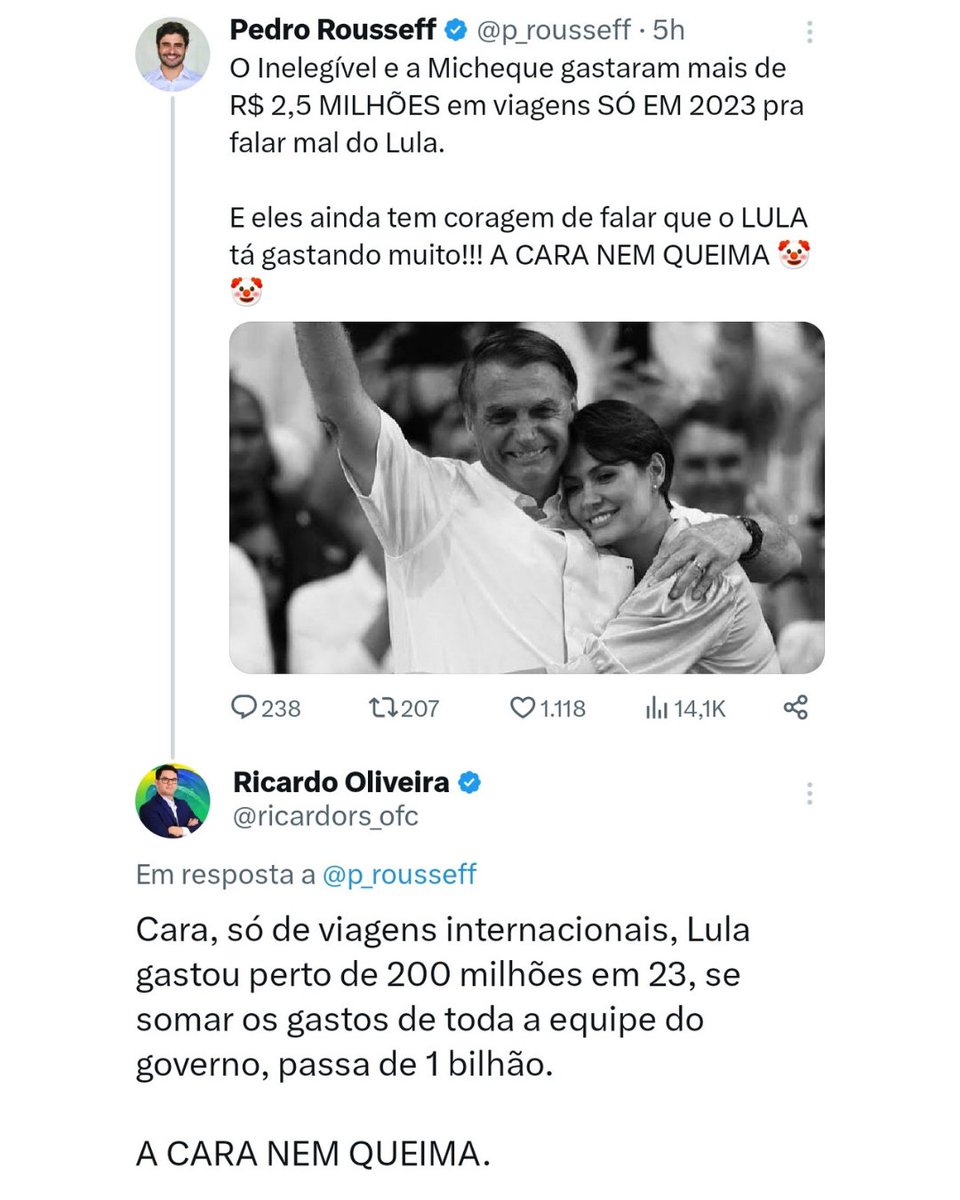 ricardors_of's tweet photo. O sobrinho da Dilma teve a cara de pau de falar dos gastos das  viagens do Bolsonaro. A CARA NEM ARDE! https://t.co/8JZO8KN4hv