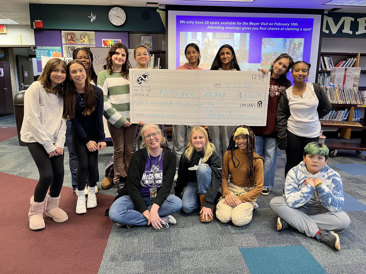 Social Justice Club was excited to celebrate our fundraising success at our meeting today. We are grateful to @dantey114 and @JamiesonV for inspiring us through their book, When Stars Are Scattered, and thankful for the creativity and generosity of the @Skokie735 community!