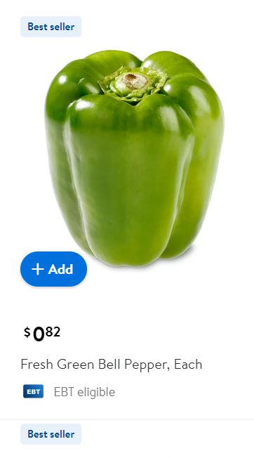 Fresh Green Bell Pepper, Each