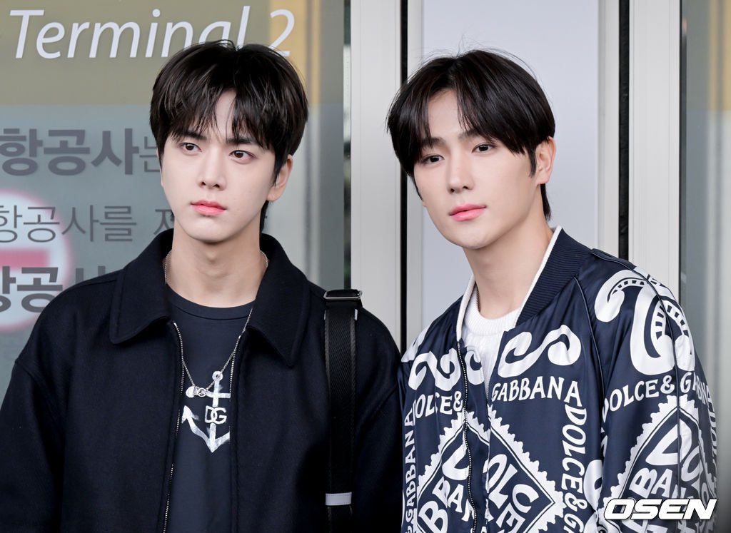 theboyzfolder's tweet photo. 🛫 Safe skies to Hyunjae and Younghoon as they fly to Milan today to attend Dolce and Gabbana's 24 Men's Show. 

#더보이즈 
#THEBOYZ https://t.co/Qs4uN5Rkt2