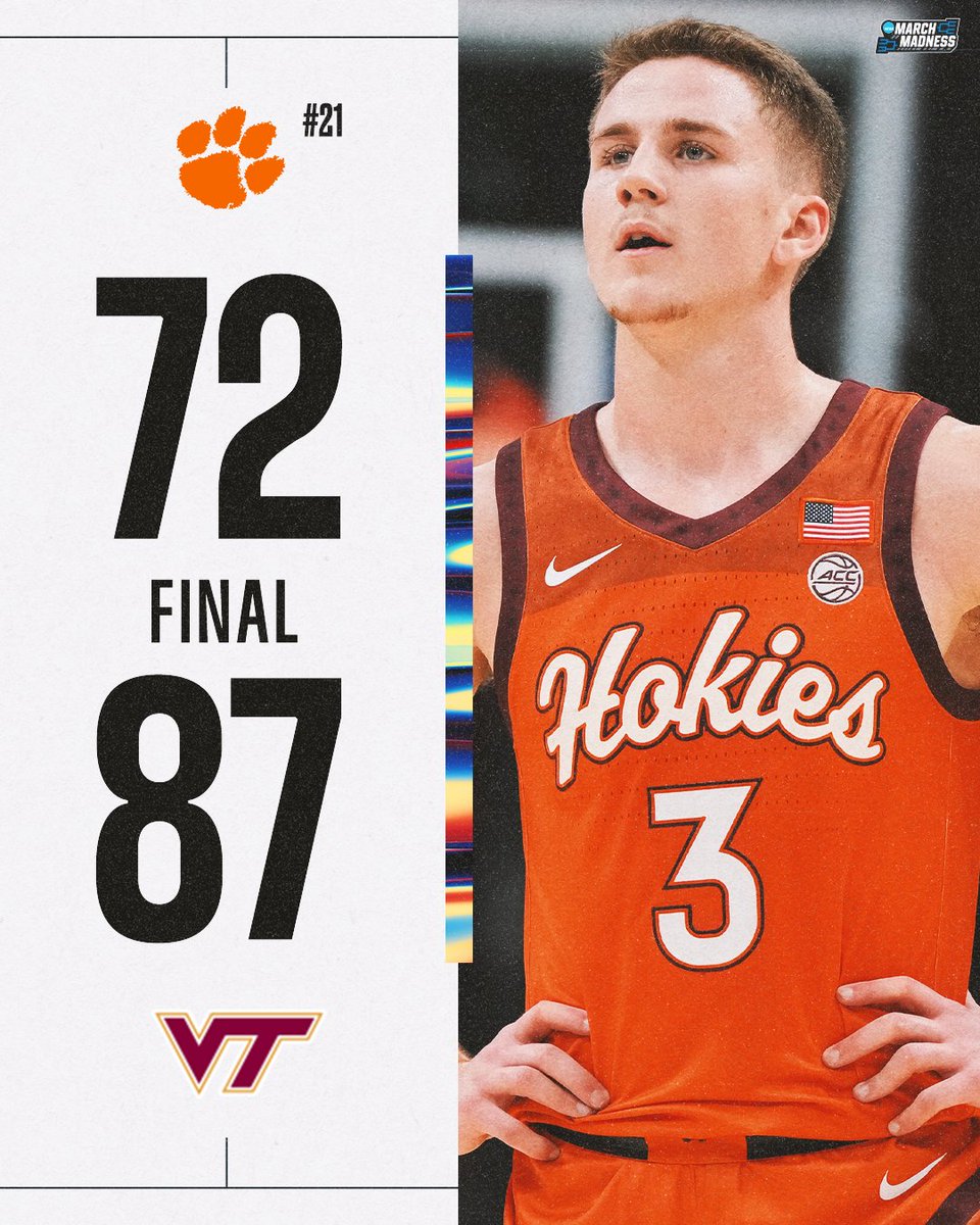 MarchMadnessMBB's tweet photo. VIRGINIA TECH TAKES DOWN NO. 21 CLEMSON 👀

Sean Pedulla goes for 32 points, as the Hokies defeat the Tigers 🔥 https://t.co/EUtYlpuidU