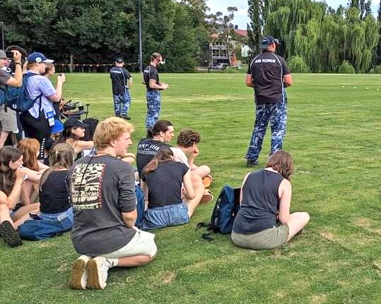 AUADRT's tweet photo. Ripping up a track with @NYSFoz! Our mates from @AusAirForce #DroneRacing Team launched a great demo for #NYSF at #ANU this morning! Such great #STEM'ers with great questions!
#SendIt!
@ChiefAusArmy @AustralianArmy @FORCOMDAusArmy @CAF_Australia @RAAF_ACAUST @WOFFAF @RAAF_ACWOFF https://t.co/WkzDNedHwp