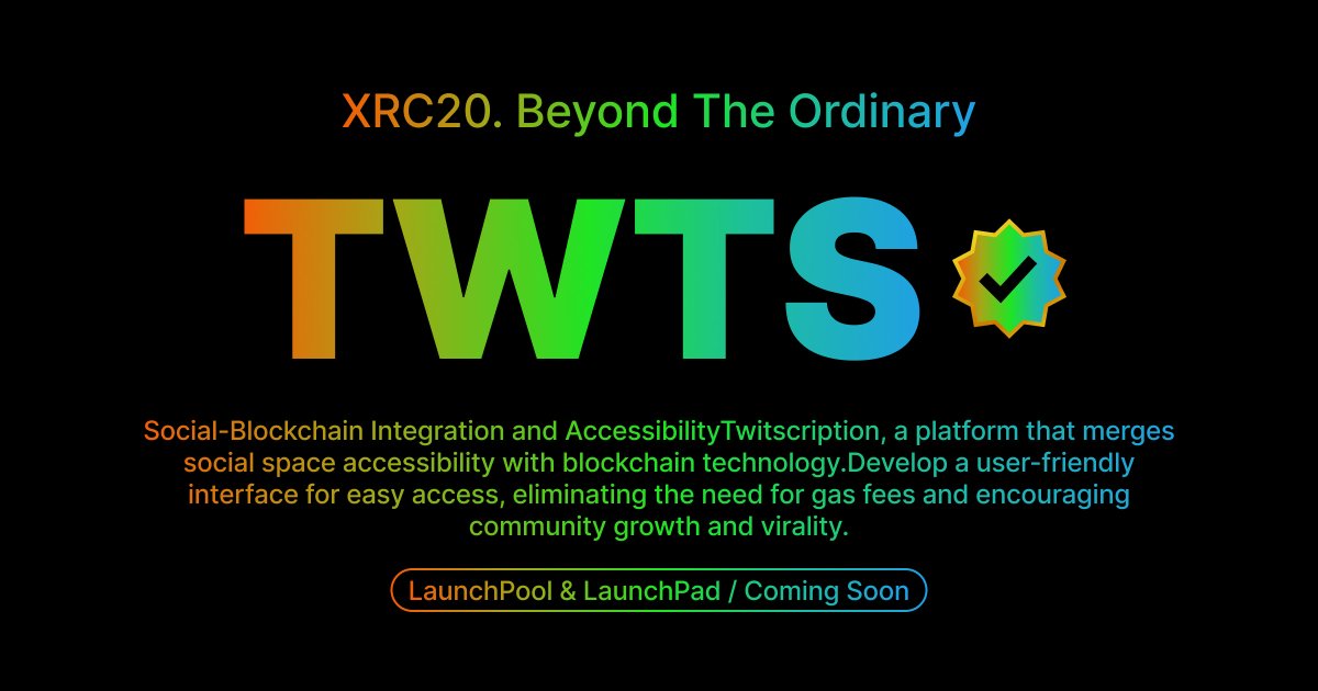 XRC20_official's tweet photo. After the trade mining announcement, there's been a lot of questions about $TWTS!

If X,x represents XRC20 assets, then $TWTS is the asset representing the Twitscription platform on Arbitrum as an ERC20!

We'll explain what this is, why it's needed, and the distribution plan 🤝🧵 https://t.co/nryg7mXwQQ