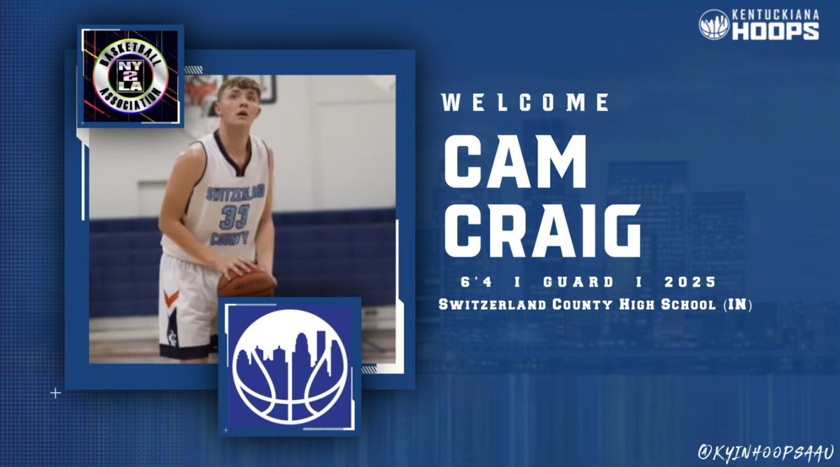 Cam Craig (@camcraig8) on Twitter photo Excited to announce that I will be playing with <a href="/KYINHoopsAAU/">Kentuckiana Hoops Boys AAU</a> this summer on the <a href="/ny2lasports/">NY2LA SPORTS</a> circuit. Looking forward to what’s ahead!!🔵⚪️ Excited to announce that I will be playing with <a href="/KYINHoopsAAU/">Kentuckiana Hoops Boys AAU</a> this summer on the <a href="/ny2lasports/">NY2LA SPORTS</a> circuit. Looking forward to what’s ahead!!🔵⚪️