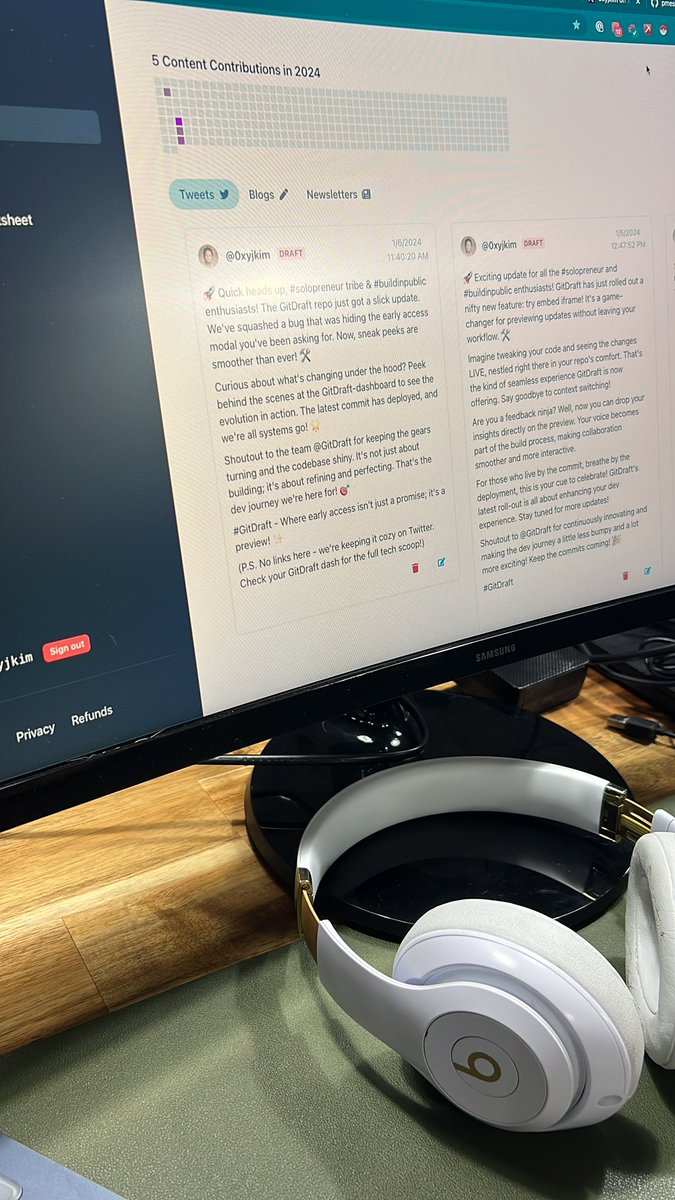 Content heatmaps cooking 👨🏻‍🍳🔥

Keep up your marketing streak with GitDraft

Next I will be heads down all in focused on content quality.

Really understand your context as a founder and the audience you seek to serve.

I'll prove that AI assisted content isn't always cringey, and