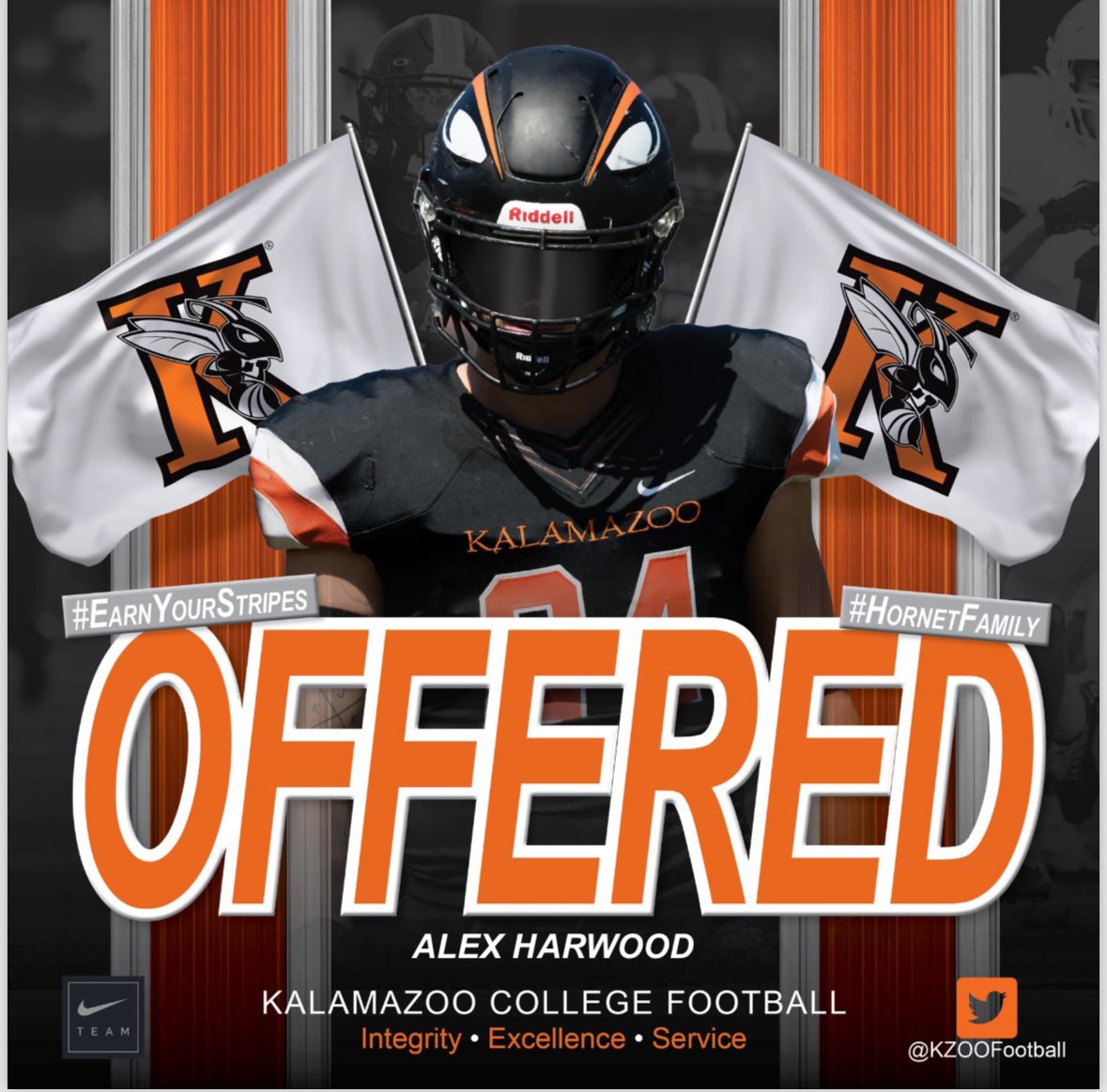 After a great conversation with @CoachZorboKZOO I am truly blessed to receive an offer from @KzooFootball 
#AGTG #EarnYourStripes #HornetFamily