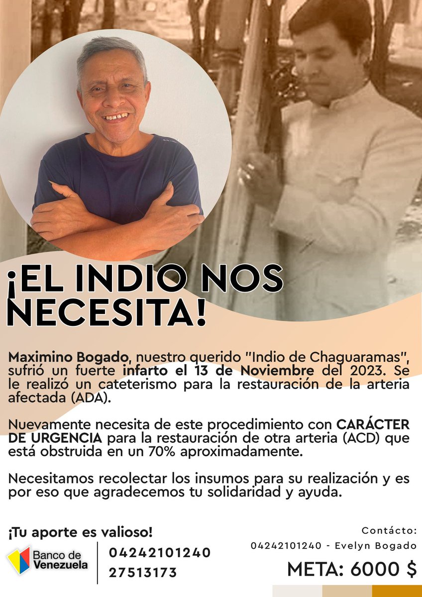 Una leyenda del joropo central, padre de los hermanos Edward, Evelyn y Emily Bogado necesita ayuda para una intervención quirúrgica. Todo aporte cuenta 💜 
#venezuela #ayuda