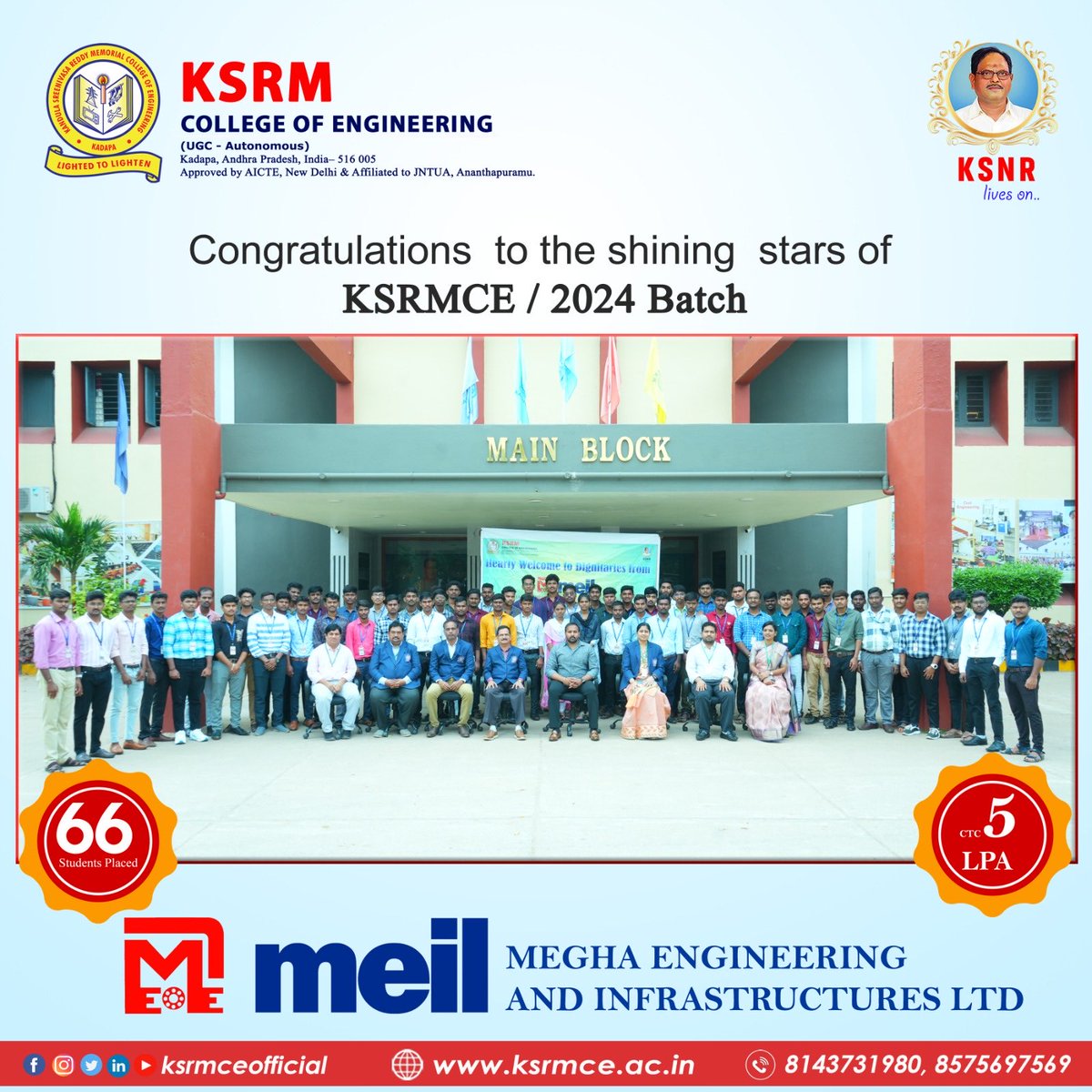 ksrmceofficial's tweet photo. The Management, Managing Director, Principal, Placement Team and staff congratulate the Students of KSRMCE who got selected in Meil - Megha Engineering and Infrastructures Ltd
#KSRM #ksrmce #meil #meilplacements #megha #meghaengineering #meghaengineeringandinfrastructuresltd https://t.co/QblFNutBNg