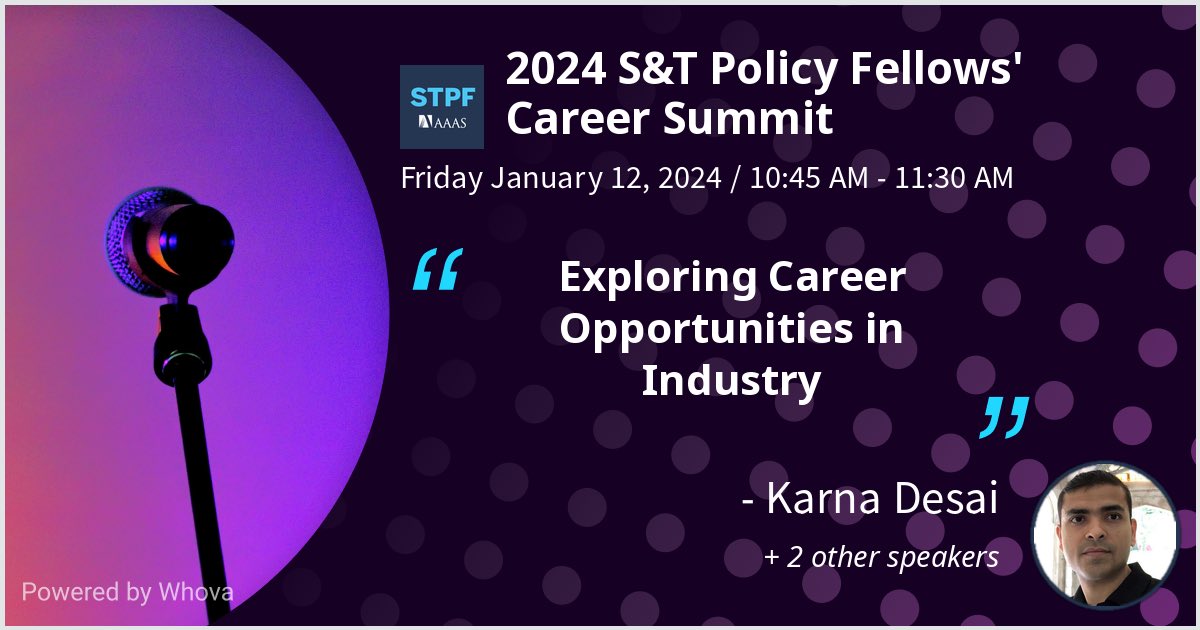 veda_cosmos's tweet photo. I am speaking at 2024 S&amp;T Policy Fellows' Career Summit. Please check out my talk if you're attending the event! #STPF @AAAS_STPF - via #Whova event app https://t.co/47OxkkpudS