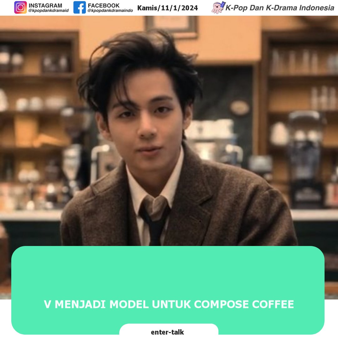 kpopdankdramaid's tweet photo. V yang menjadi model untuk Compose Coffee! ๐โ๏ธ Rambutnya keren banget ya, handsome parah! ๐โโ๏ธ๐ #V #BTS #Kopi #Modeliklan
โจgaeul.rdz https://t.co/AEPUJNgNjc