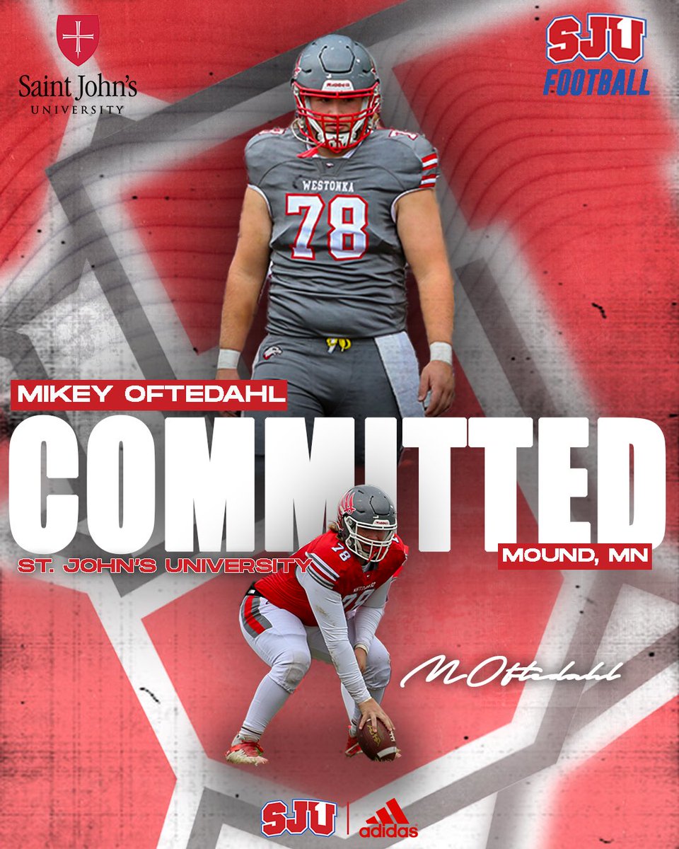 I am proud to announce my commitment to Saint John’s University. I would like to thank all my coaches, my parents and everyone else who helped me get to this point. #GoJohnnies 
<a href="/SJUFBCoachDumo/">Damien Dumonceaux</a> <a href="/nicholasjdavid/">Nick David</a> <a href="/WestonkaFB/">Westonka Football</a> <a href="/WestonkaPerfor1/">Westonka Performance</a> <a href="/SJUFootball/">Johnnie Football</a>