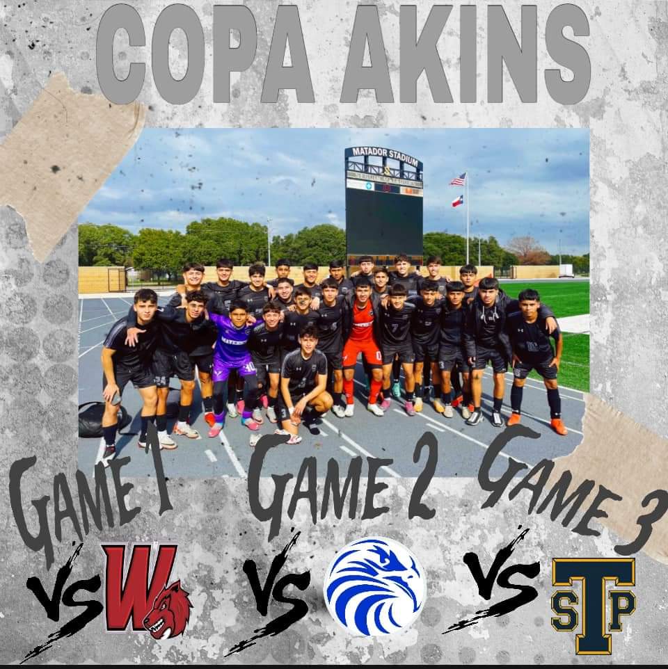 We are heading to Austin for Copa Akins Tournament.
Thursday
At House Field
11:00 vs Weiss 
2:30 vs Cedar Creek
Friday
At Burger Annex
12;50 vs Stony Point