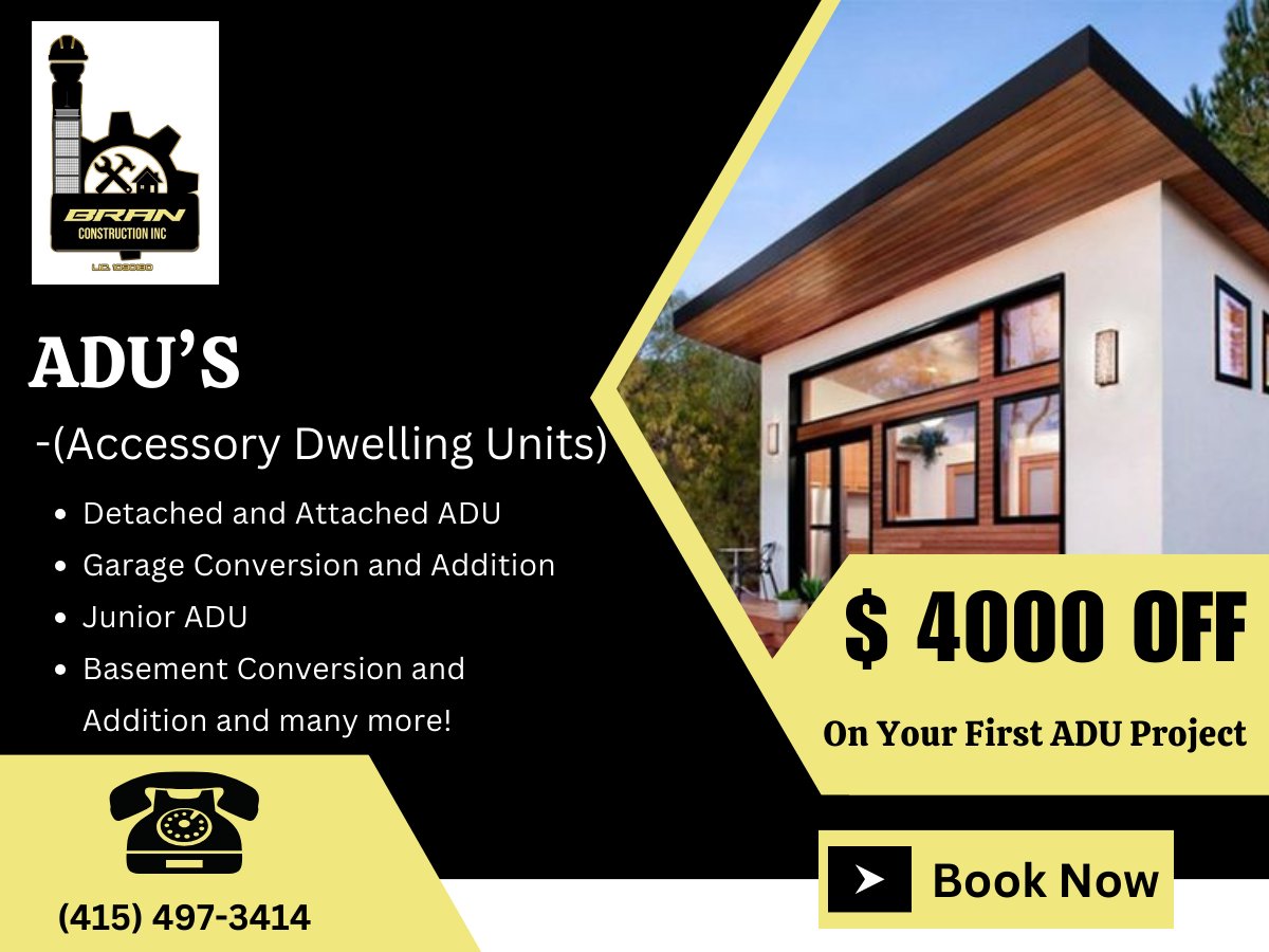 BranConstructi1's tweet image. Hello California✋, Are you thinking of expanding your living area? #adubuilder #homeadditioncontractor