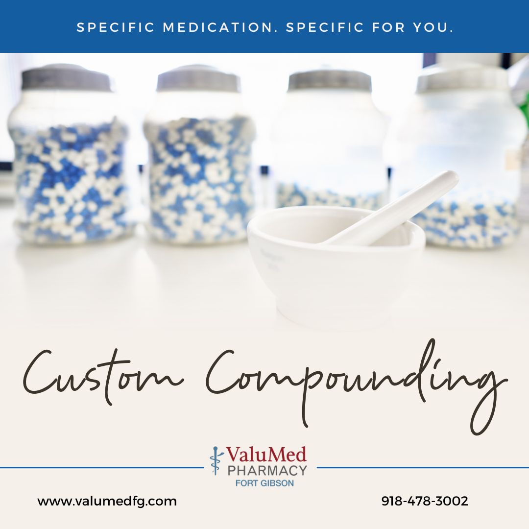 Compounding is the mixing of drugs by a compounding pharmacist to meet the unique needs of a patient. It allows us to customize medication to help patients. Speak with one of our pharmacists if you need a medication specifically made for you!