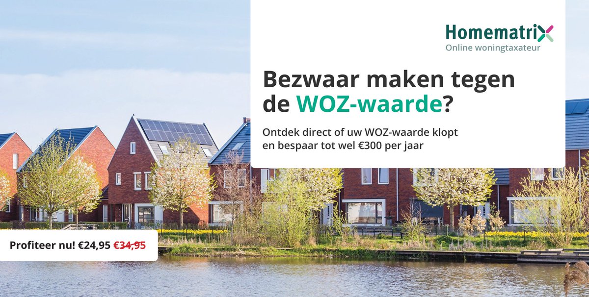 𝐖𝐚𝐚𝐫𝐨𝐦 𝐡𝐞𝐭 𝐇𝐨𝐦𝐞𝐦𝐚𝐭𝐫𝐢𝐱 𝐖𝐎𝐙-𝐫𝐚𝐩𝐩𝐨𝐫𝐭?
✅ Ontdek de échte WOZ-waarde (incl. 6 vergelijkbare woningen
✅ Krijg stap-voor-stap begeleiding bij het indienen van uw WOZ-bezwaar
✅ Bespaar tot wel €300,- per jaar op belastingen!.

bit.ly/41ROlI4