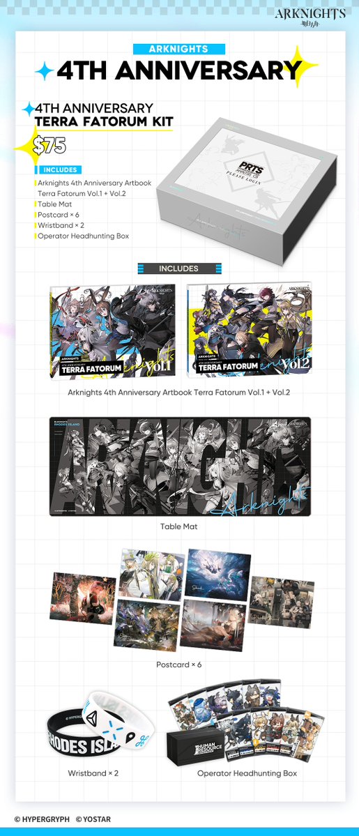ShopYostar's tweet photo. Dear Doctor, 
Happy 4th Anniversary! 🎉 
Thank you for another year of love and support! 
The new collection is now available! ♥   

🛍️ Visit now: https://t.co/CJH4rTMs7o 
⏰ Use this code for $5 off: Arknights4th  

#Yostar #Arknights #Arknights4thAnniv https://t.co/nfjrqFoydO