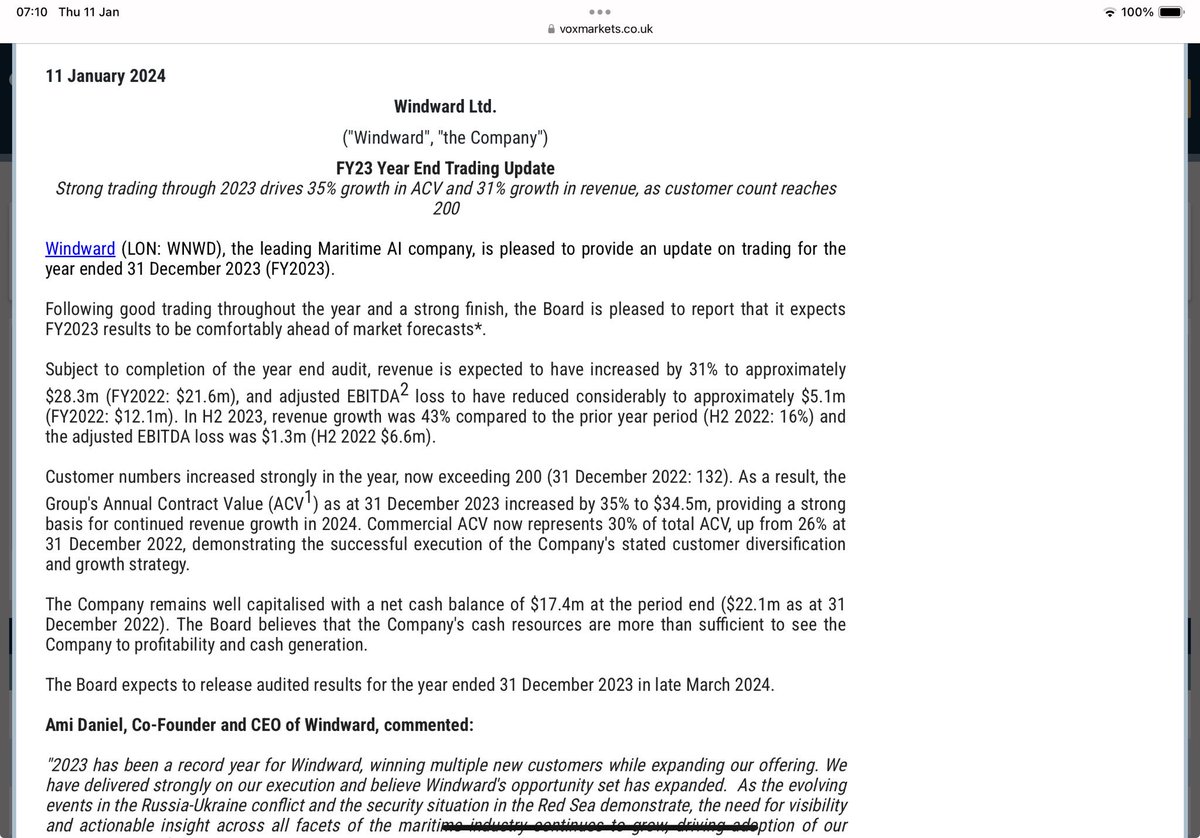 reb40's tweet image. #WNWD A nice start to my day with FY results to be comfortably ahead of expectations 🙂

And an update on their progress to profitability “The Board believes that the Company's cash resources are more than sufficient to see the Company to profitability and cash generation”
I hold