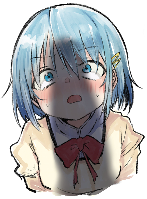 さやかの畏怖の顔に大きく濃い影。 ほむらの武器はでかい。#odaibako_damenano104 