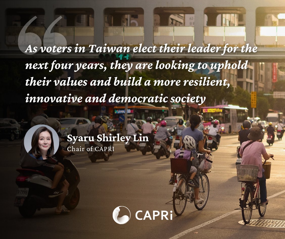 Center for Asia-Pacific Resilience and Innovation (@caprifdn) on Twitter photo As #Taiwan elects its next president, its choice reflects a deeper commitment to uphold its values and desire for a more #resilient, #innovative society. Discover the implications of the election amidst US-China rivalry in <a href="/syaru/">Syaru Shirley Lin</a>'s work with <a href="/NBRnews/">The National Bureau of Asian Research</a> here: bit.ly/4aUA5lW As #Taiwan elects its next president, its choice reflects a deeper commitment to uphold its values and desire for a more #resilient, #innovative society. Discover the implications of the election amidst US-China rivalry in <a href="/syaru/">Syaru Shirley Lin</a>'s work with <a href="/NBRnews/">The National Bureau of Asian Research</a> here: bit.ly/4aUA5lW