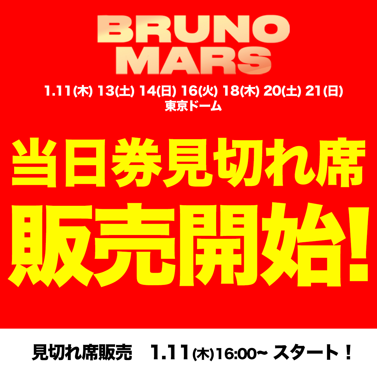 ブルーノマーズ 1/16公演 易い
