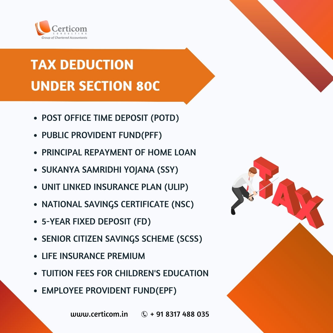 Certicom2's tweet image. Tax Deduction Under Section 80C

For More Information

Call Us At +91 831 748 8035

Mail At: info@certicom.in

Visit Us: certicom.in

#section80c #deductions #deduction #incometaxreturnfiling #taxpayers #incometaxindia #incometaxes