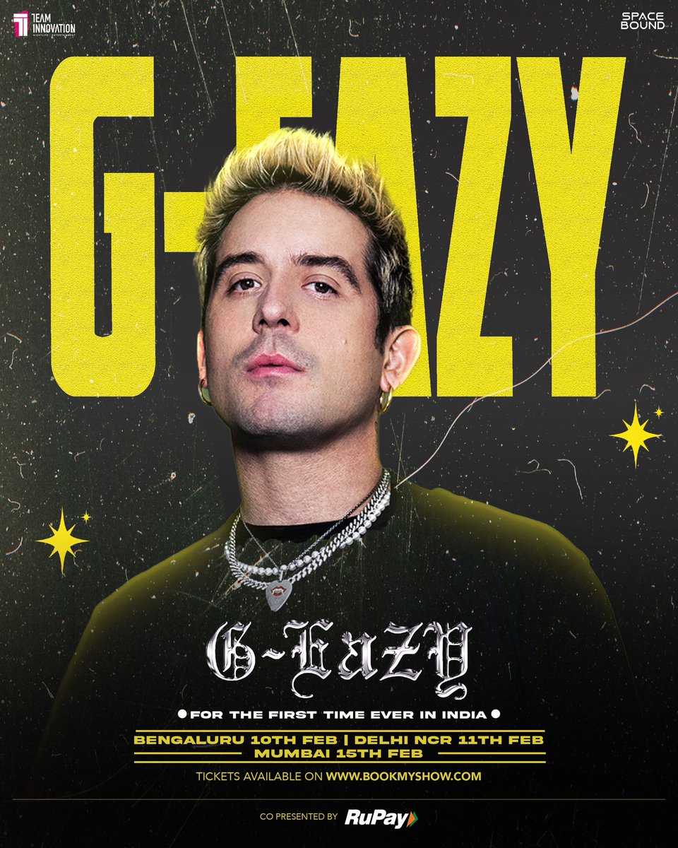 India..! Get ready to witness Hip-Hop history in the making 🔥 The Sensational G-Eazy lands in India marking a groundbreaking debut that promises to redefine the live music experience! ⚡️ The American rapper @g_eazy is making his way this February 🚀 Tickets live on…