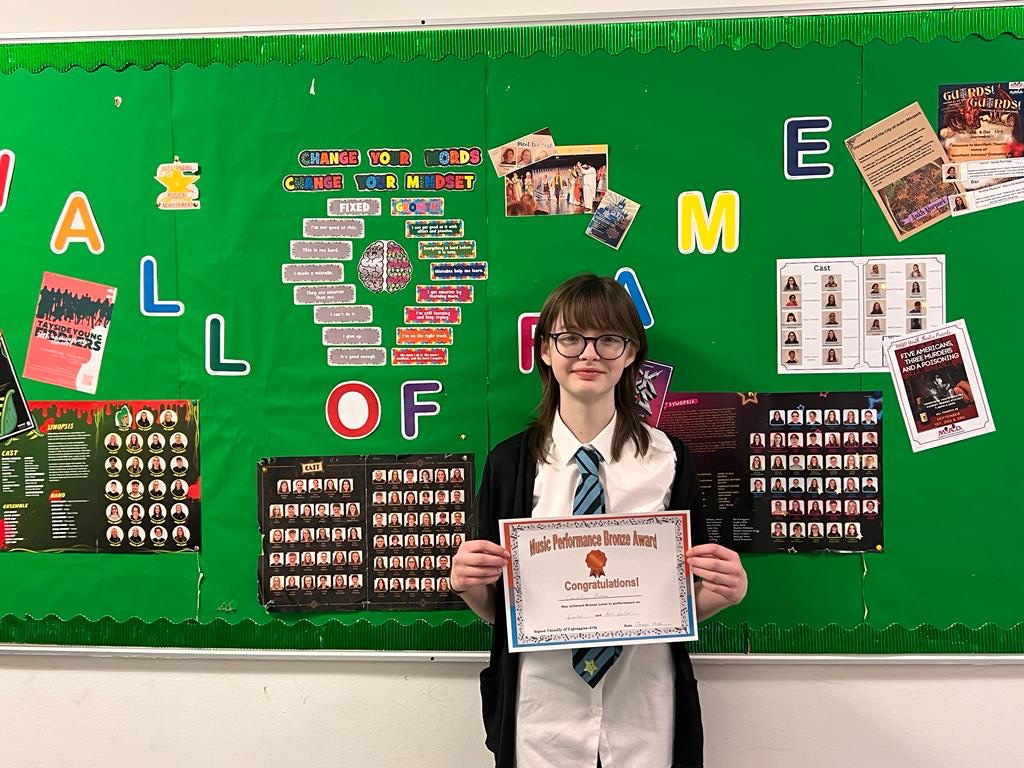 Congratulations to Caoimhe Browne on achieving her Bronze Performance Award, the first S1 to do so! @pcgroveacademy #grovefamily