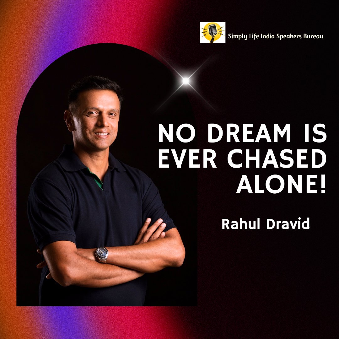'No dream is ever chased alone.'
📝Rahul Dravid

#RahulDravidMotivationalSpeaker #RahulDravid #quotes #RahulDRavidQuotes #Motivation