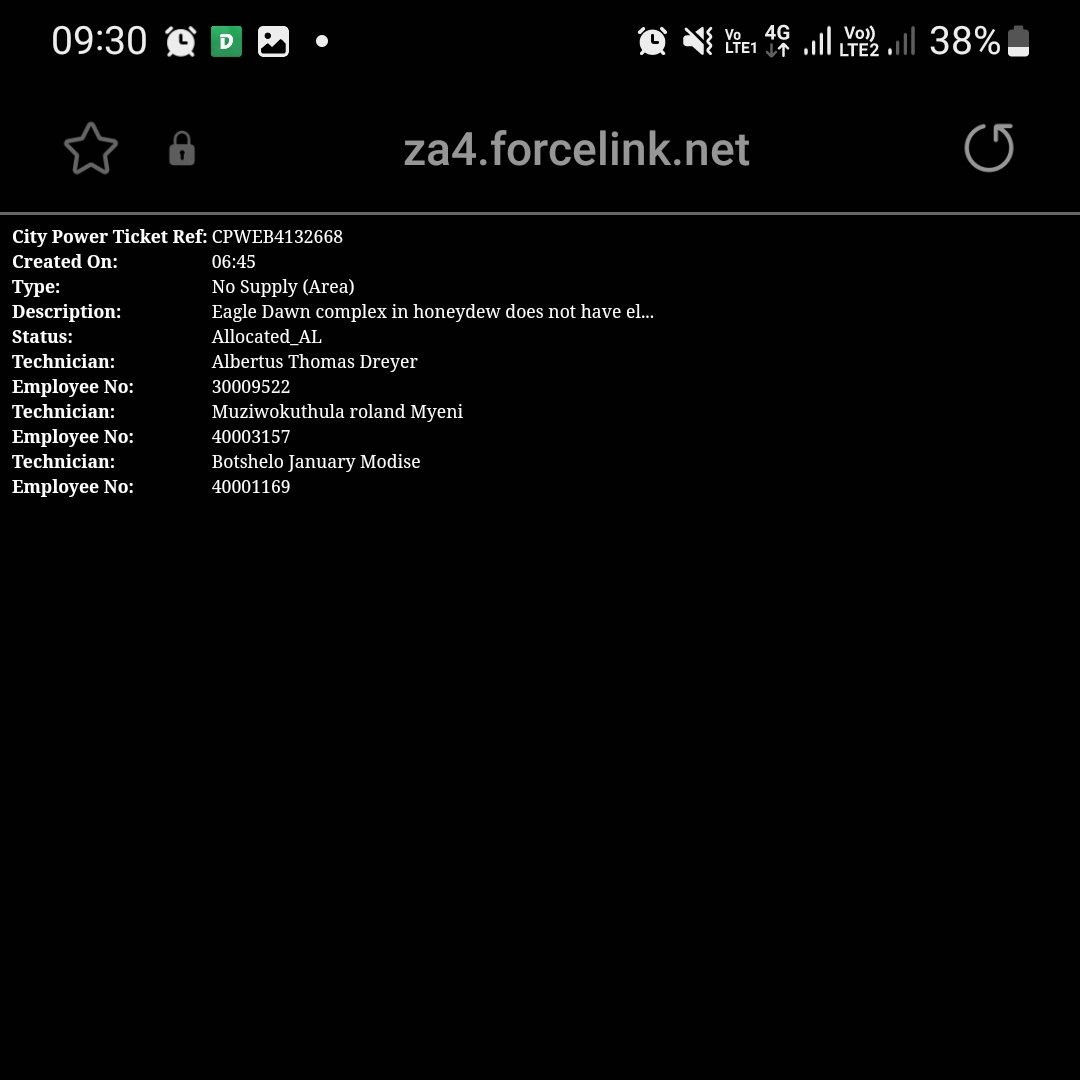 mallychauke's tweet photo. @CityPowerJhb we have no electricity and your technicians are just being useless. Laserpark does not have electricity and there's no feedback. I don't even want stories....restore power https://t.co/TVAdynttiD