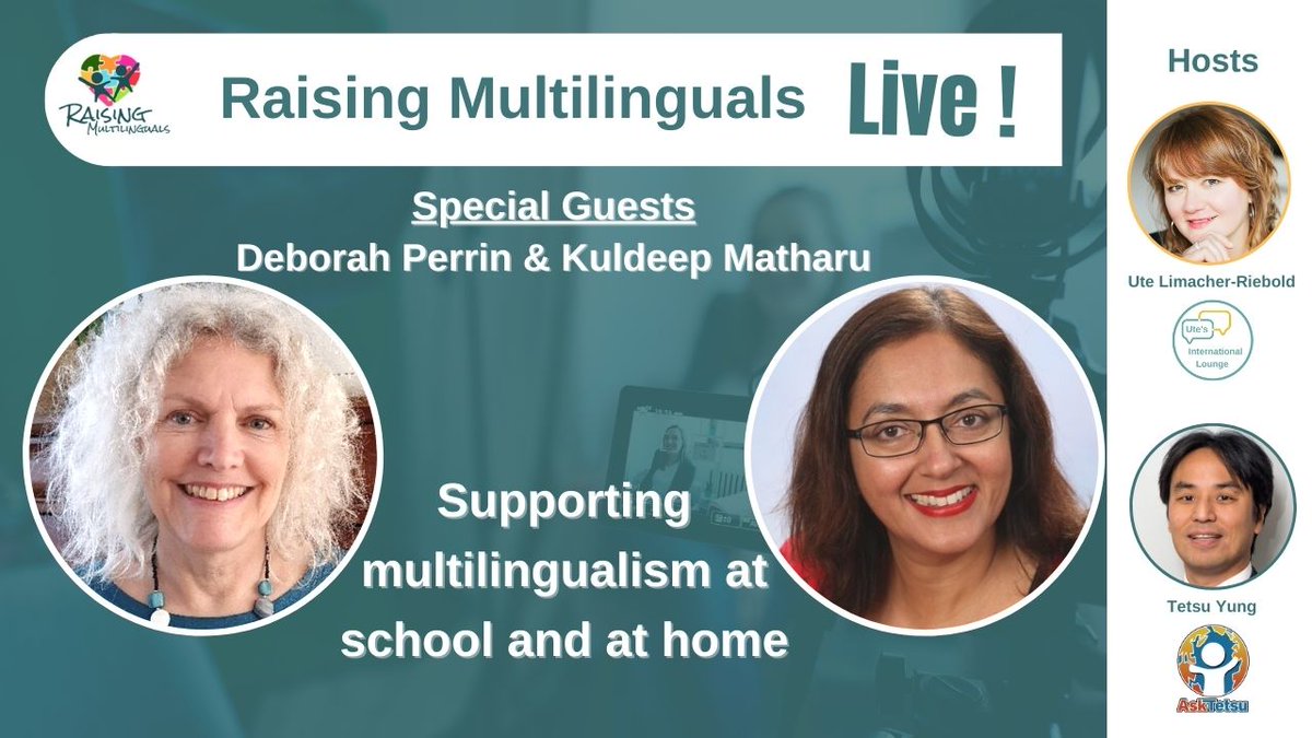 RMultilinguals's tweet image. Encouraging home language at school, yay or nay?

Come and join us on Tuesday 16  January 2024 at 1pm New York / 6pm London / 7pm Amsterdam on Facebook, YouTube and Linkedin, to find out what the experts say.

linktr.ee/raisingmultili…